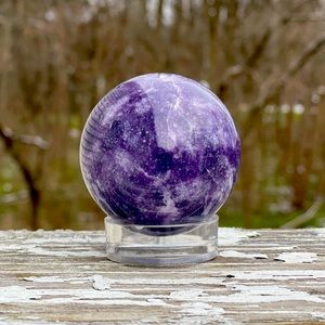 Lepidolite sphere with stand